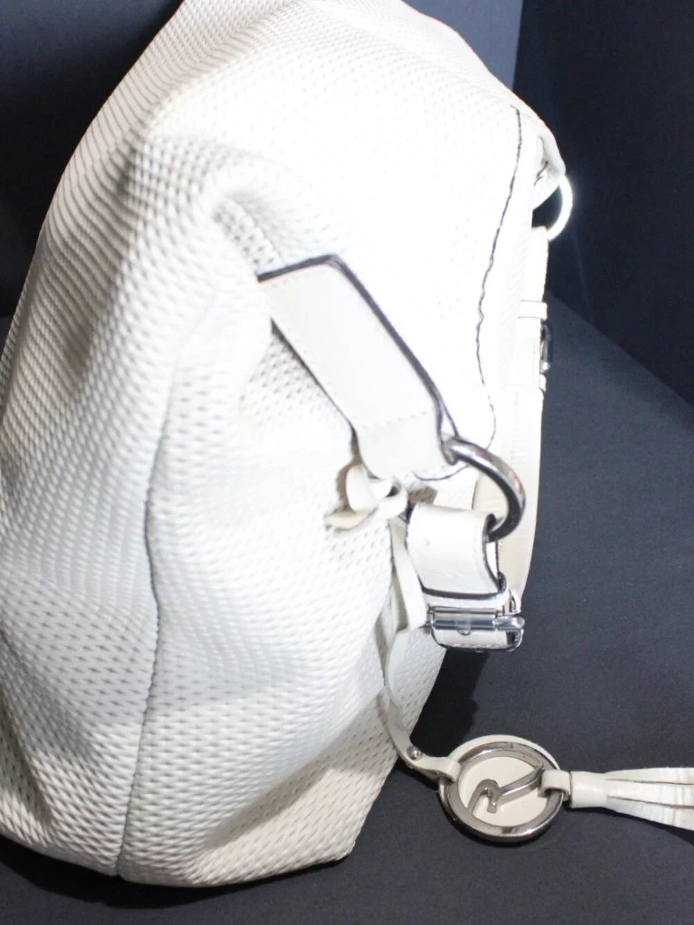 Varriale,  Creme Slouchy Hobo Bag with Silver Hardware